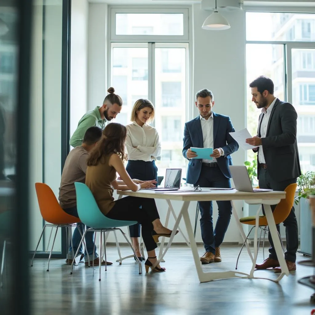 Equipo de consultores financieros en una oficina moderna en Buenos Aires